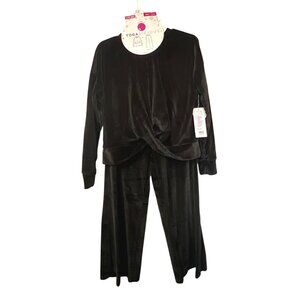 YogaLicious Big Girls 2pc Velour Twist Front Top And Wide Leg Pants Set Sz Large